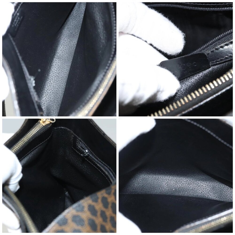 CELINE Macadam Canvas Shoulder Bag PVC Leather Black Gold Auth 119071 - Picture 15 of 16